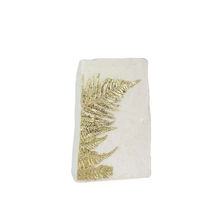 wholesale luxury handmade resin gold leaf sticker fern leaf vase home decoration