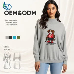 Spring and Autumn Women's Standing Collar Hoodie Loose Fit, Embroidered Craftsmanship