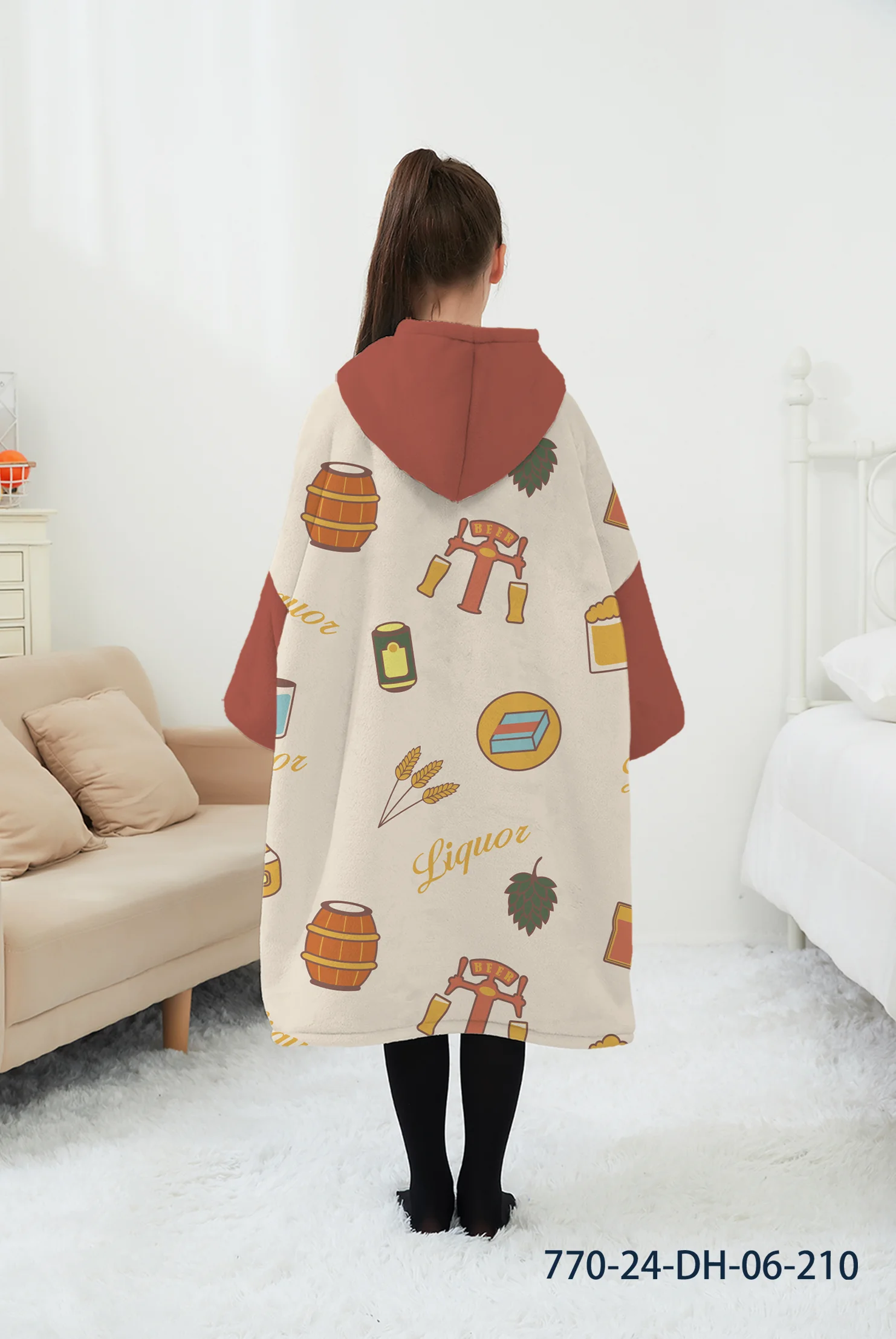 Factory Custom One Size Fits All Printed Christmas Oversized Wearable Giant Hoodie Blanket Sweatshirt Adult Hooded TV Blanket