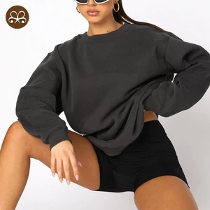 Wholesale Crewneck Sweatshirt Fashion  French Terry Blank Streetwear Women Cotton  Pullover