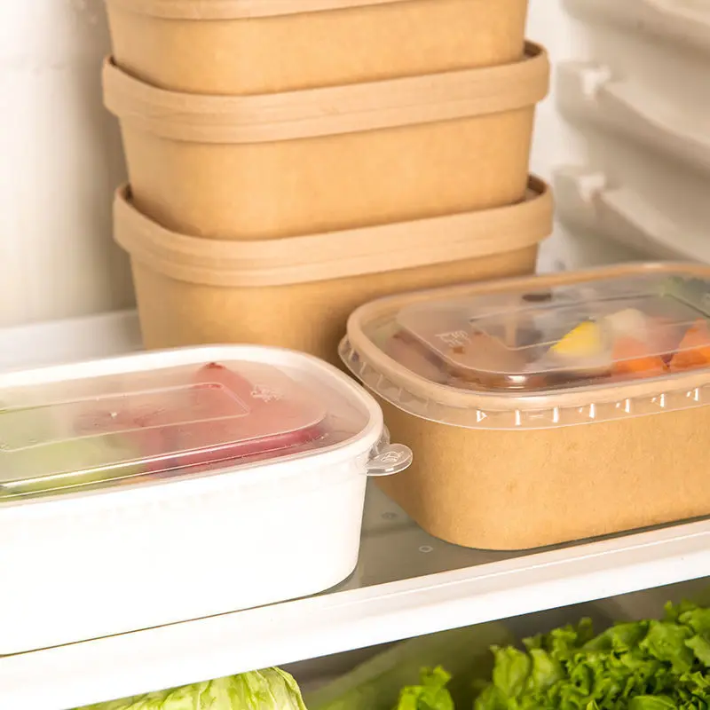 Disposable Kraft Paper Bowl Fruit Salad Bento Takeout Paper Lunch Box ...