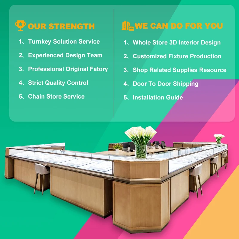 3D Design Shop Layout Customized Modern Gold Shop Interior Design Jewellery Display Wood
