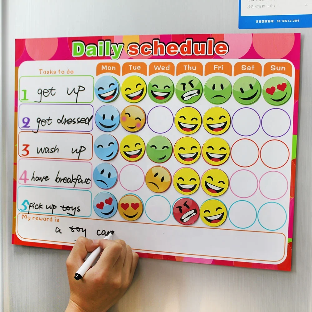 Best Selling Custom PET Material Kids Whiteboard Dry Erase Magnets To-Do List Children's Reward Chart with Features