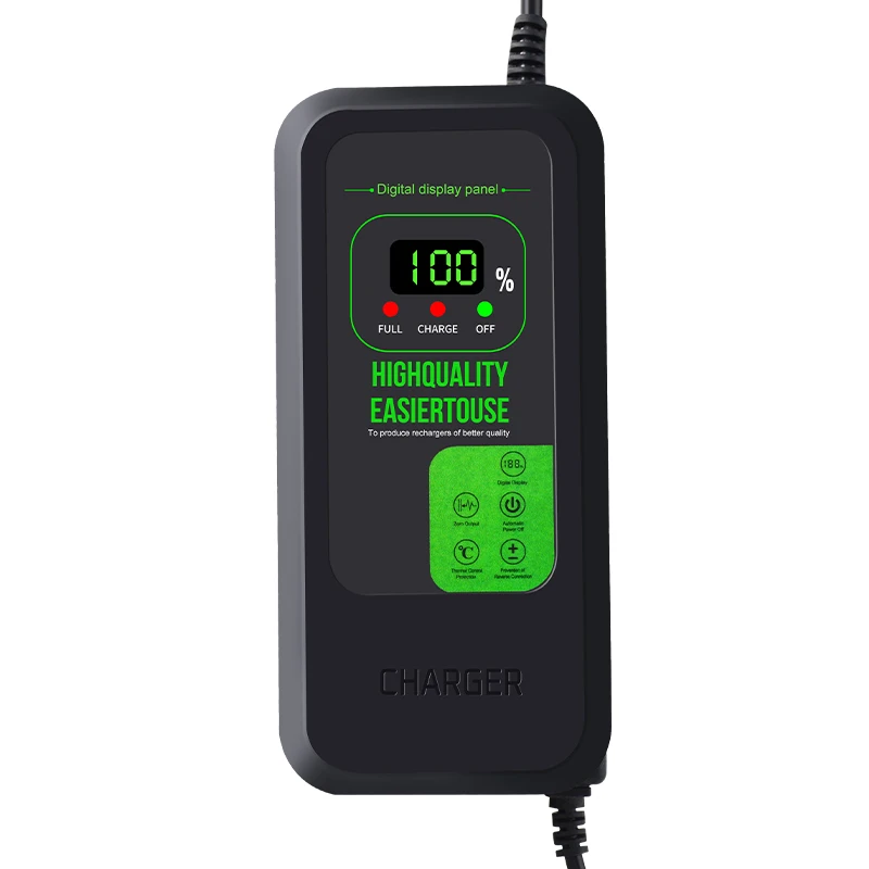 Intelligent Pulse Charger 72V 30-32AH Digital Display Electric Car & Bicycle Charger Lead-Acid Charger with AC & DC Ports