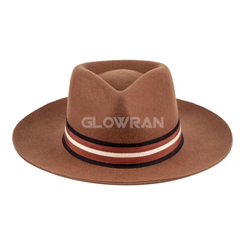 GlowRan Wholesale Unisex Western Felt Fedora Winter Hats With Custom Logo