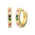 2020 Fashion rainbow jewelry custom CZ huggie gold hoop earrings women