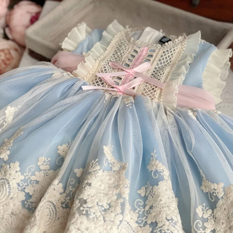 121148 dell'annata di estate del bambino delle ragazze abiti spagnolo per i  bambini Del Partito di abbigliamento da sposa ruffles commercio