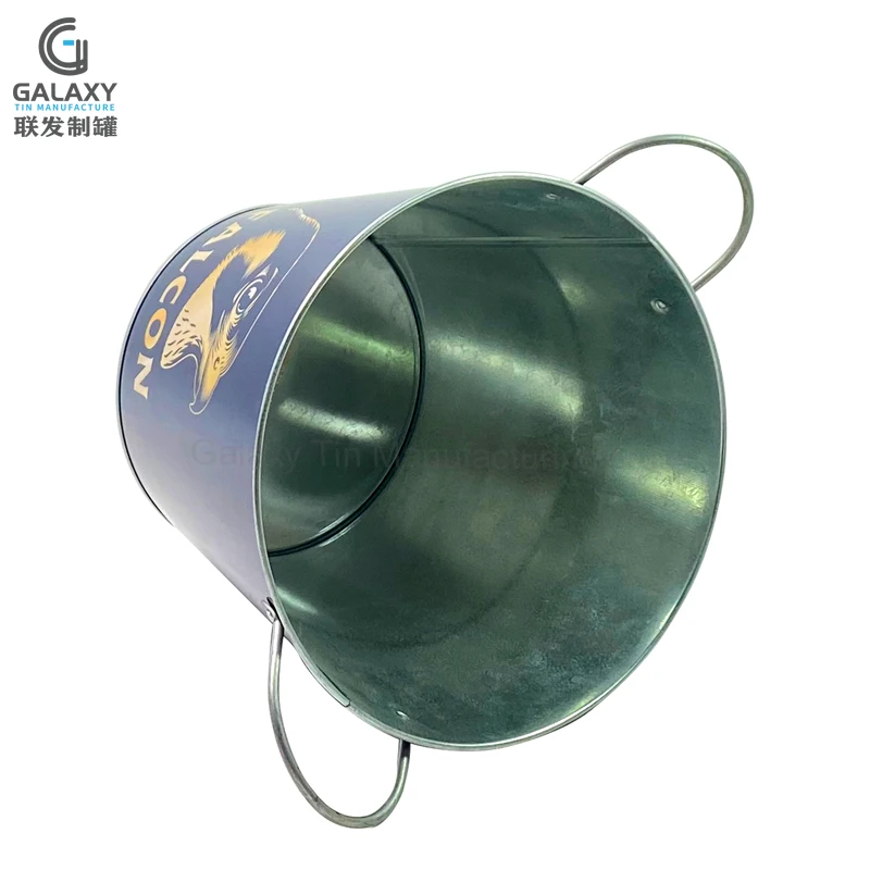 Customized Logo Galvanized Bucket 5L Galvanized Bucket for Beer Leakage Proof  Metal Ice Bucket for Beverage