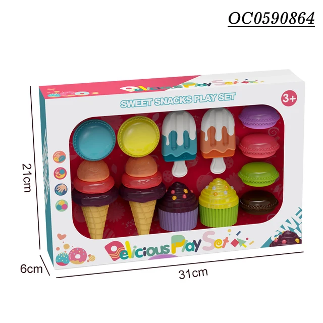 1 Conjunto Plástico Colorido Doce Sorvete Bolos Jogar Brinquedos