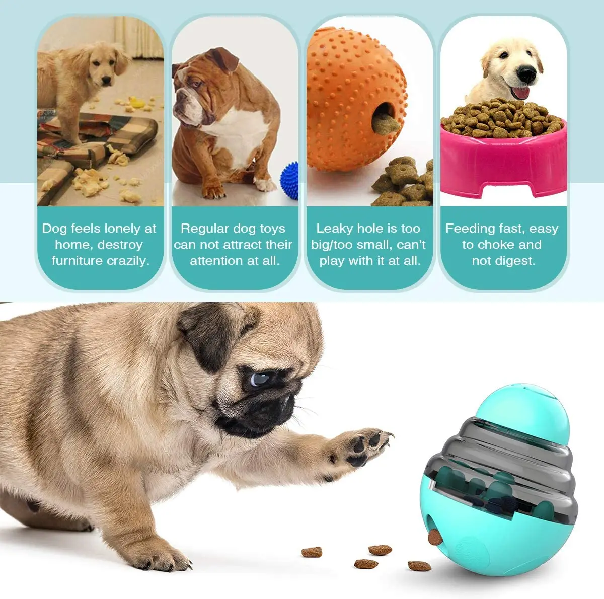 Interactive Dog Cat Food Treat Ball Bowl Toy Funny Pet Shaking Leakage Food  Container Puppy Cat Slow Feed Pet Tumbler Toy