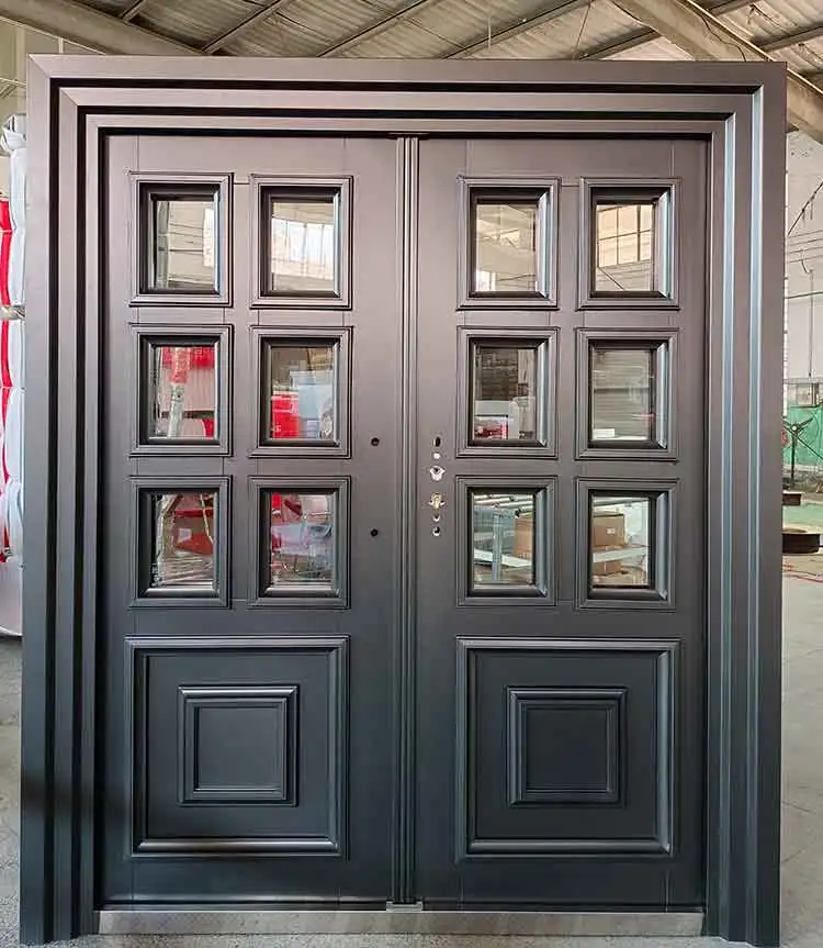 TECHTOP Luxury Classic Steel Double Door Front Entry Non-Standard Security Main Gate for Villa Pooja Room Church Detailed Design