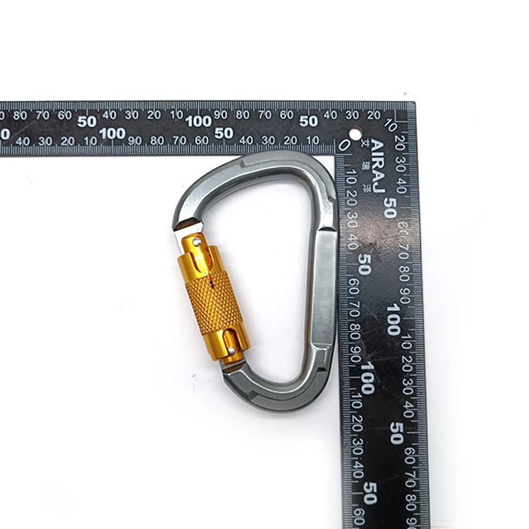 Outdoor 28kn Oxdized Aluminum 7075 Tension Automatic Locking D Shape Metal Tree Carabiners mosquetones de escalada de 25kn