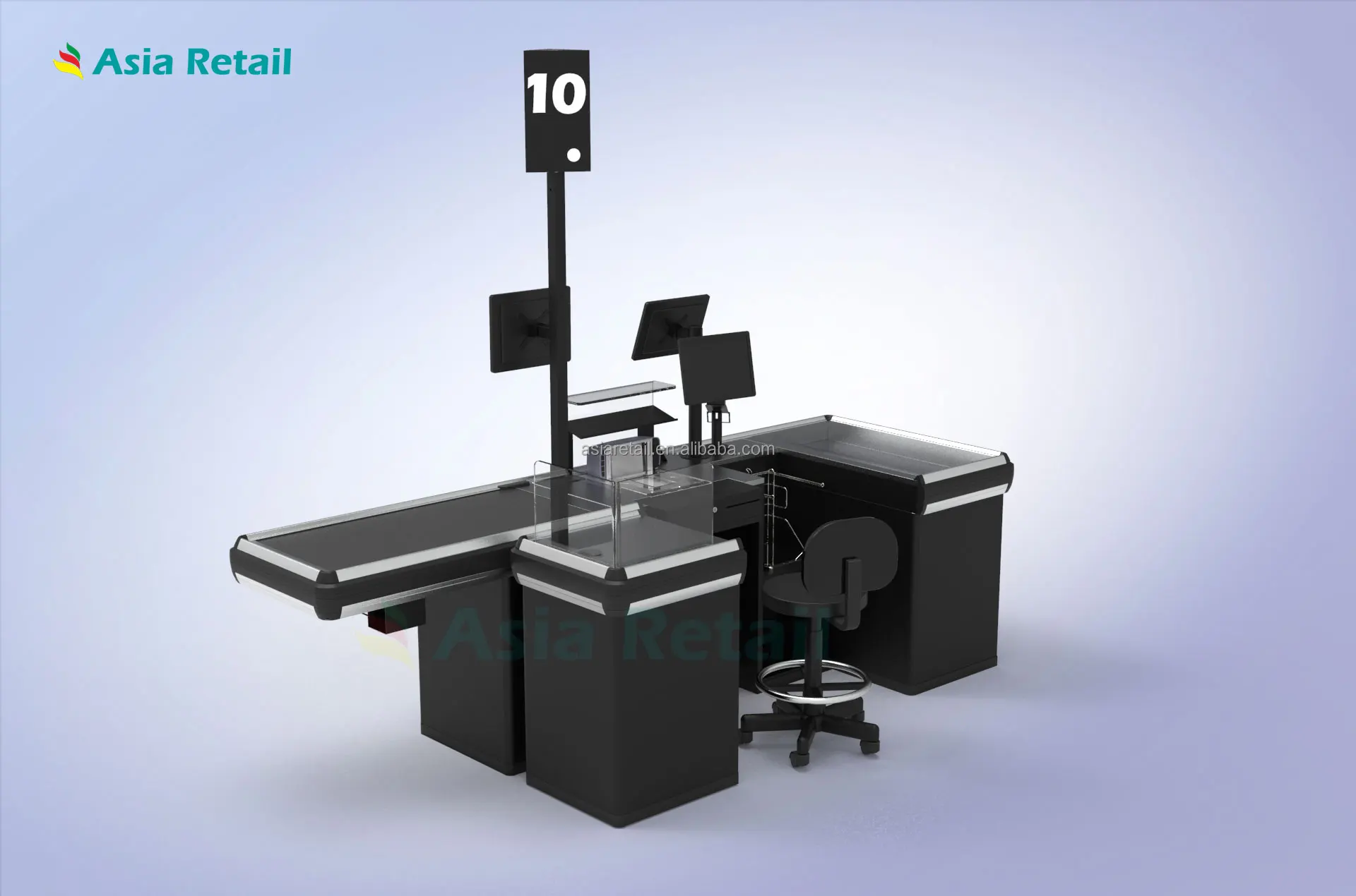 America Retail Supermarket Cashier Checkout Counter With Pos Equipments