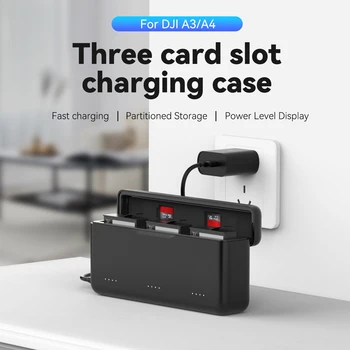 TELESIN Camera Accessories for dji Action 3/4 Portable with Power Indicator Light Three-slot Battery Charging Storage Box detail image