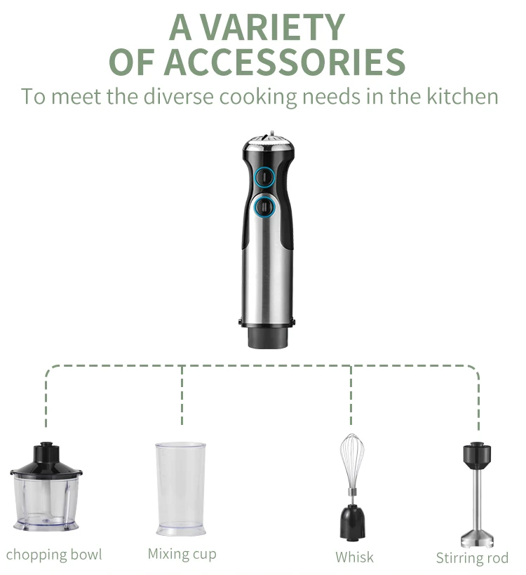 One Handed Kitchen Hand Blender Electric 1200w Fruit Juice Mini Stick