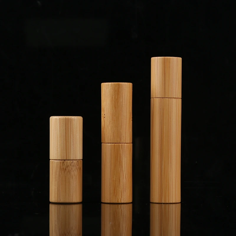 3ml 5ml 10ml Custom Bamboo Container Empty Essential Oils Roller Bottles Perfume Oil Roll on Glass Bottles With Roller Ball