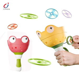 Chengji Flying Disk Toy Launcher Leisure Activities Pulling Line Cartoon Handheld Portable Frog Shooting Fun Sport Toys for Kids