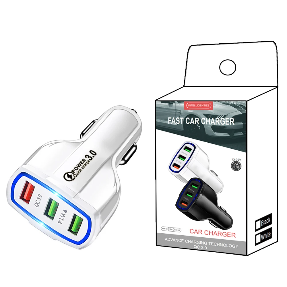 2022 New 5v3.1a9v12v Fast Charge Qc3.0 Car Charger Multifunction Halo