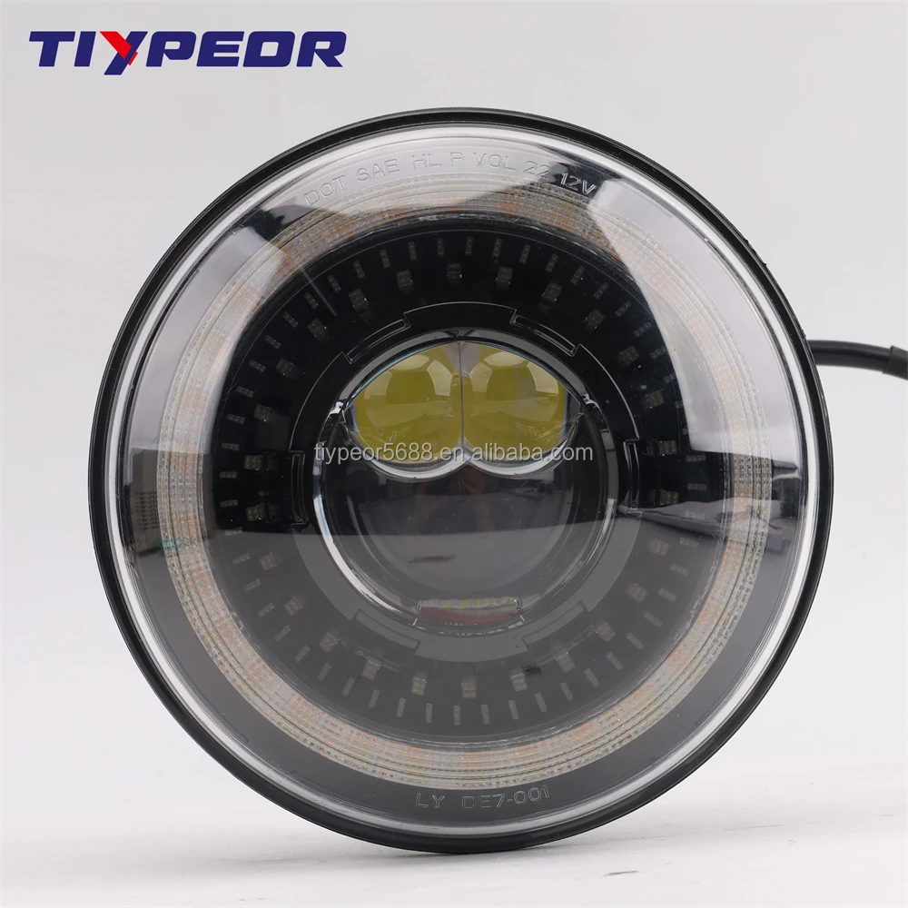 product tiypeor emark high brightness brighten led head light with drl for motorcycle 7 inch headlight high quality with yellow drl-6