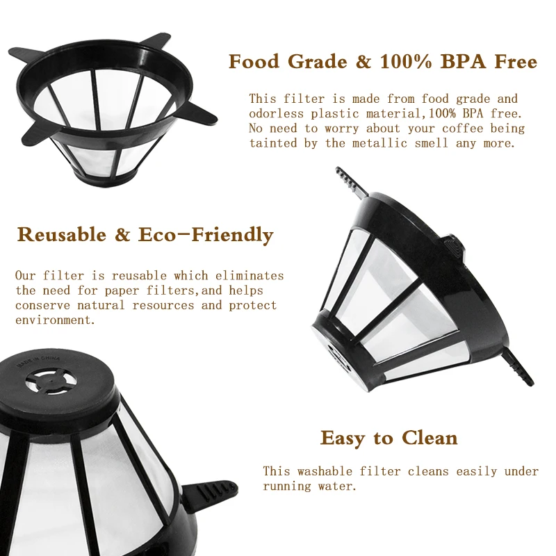 Reusable Replacement Basket Coffee Strainer Paperless Food Grade Nylon Mesh Filter Accessories for Drip Coffee Machine