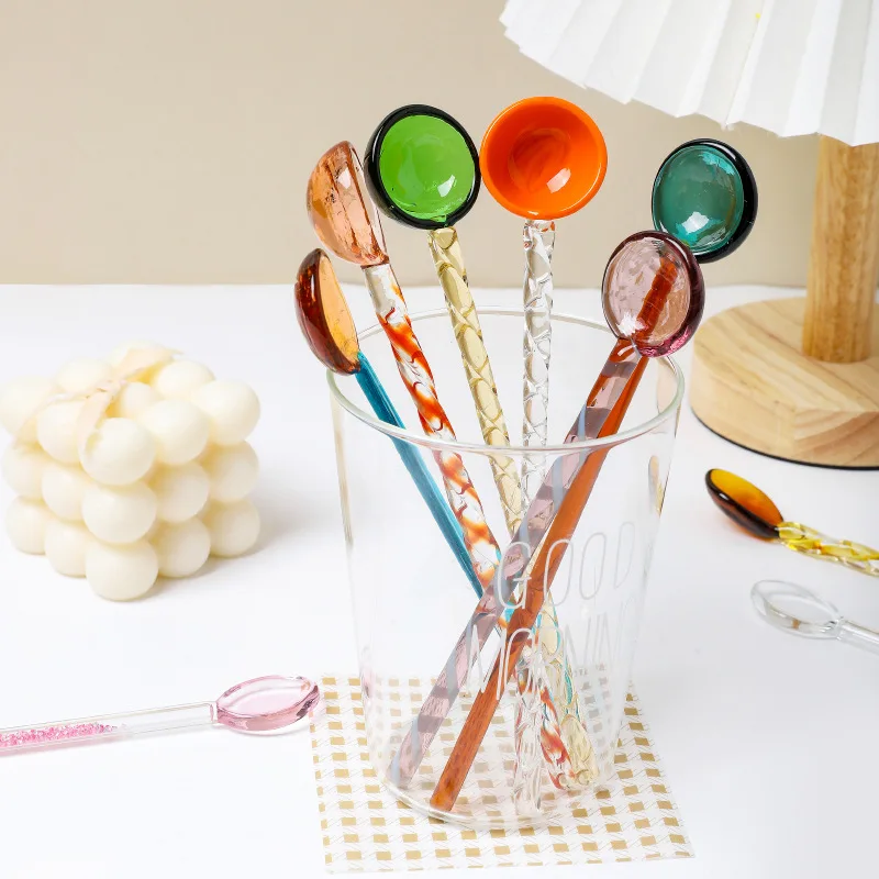 Operitacx 6 espressolepels mini-koffielepels glas kleine