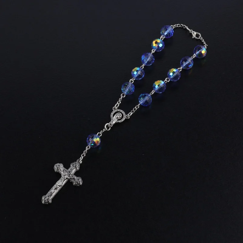 Collana Rosario Battesimale 2 Pezzi Con Croce E Perline Cristallo - Strumento Di Preghiera Colorato E Rosa - 2