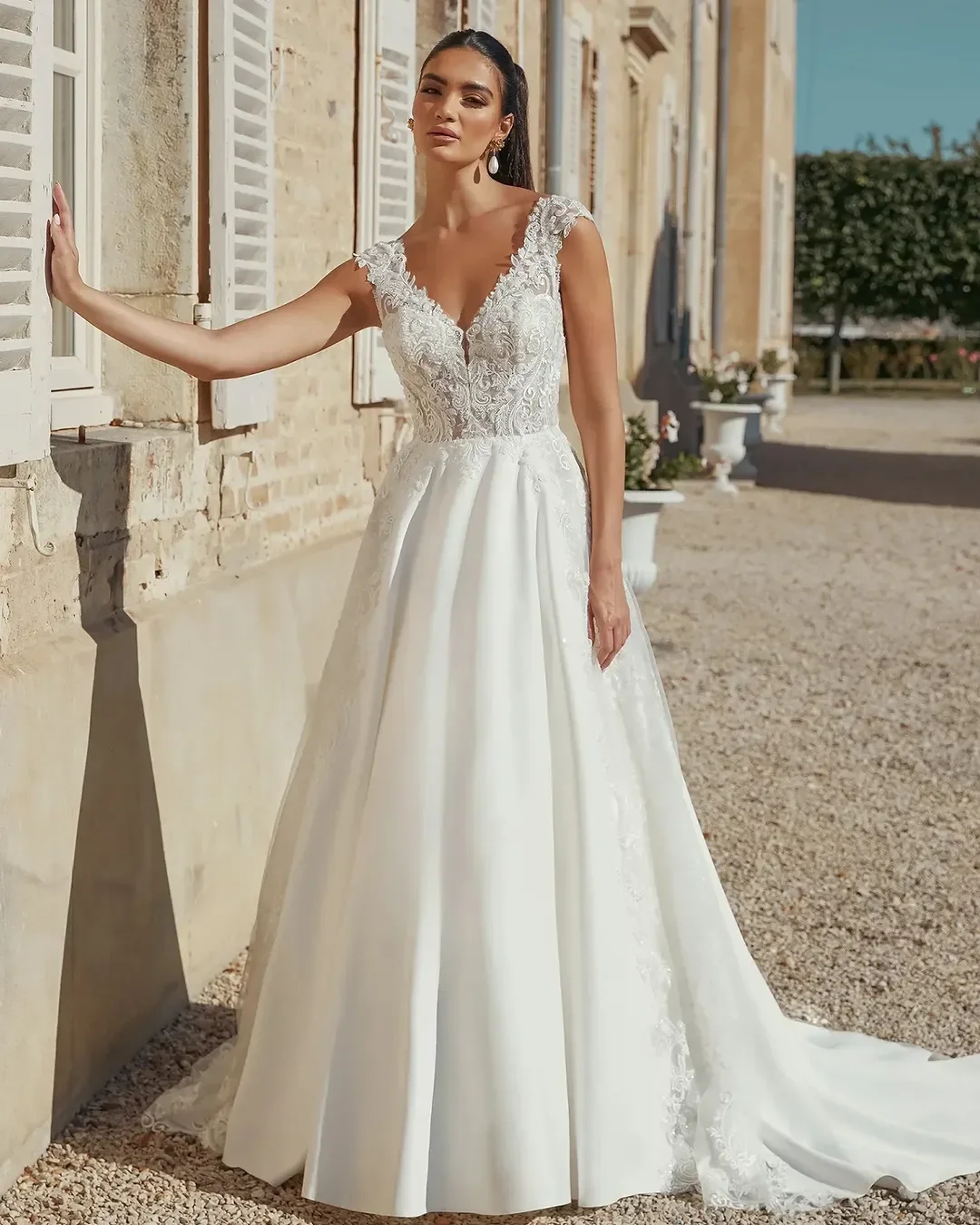 wedding dress with lace arms Never Worn Martina Liana Modest long sleeve lace A-line wedding dress with main image 0