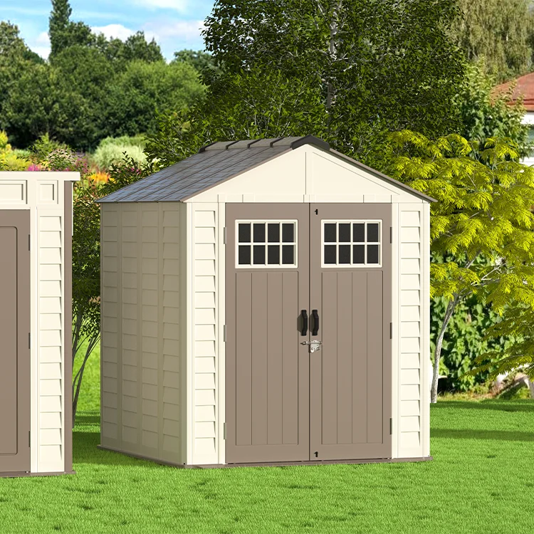 Outdoor Storage Shed with Sliding Doors HDPE Garden Shed Tool Shed with Transparent Panel Windowsr Backyard