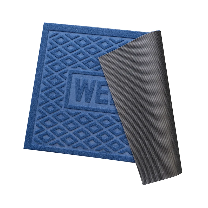 PVC backing velour embossed polyester door mats supplier