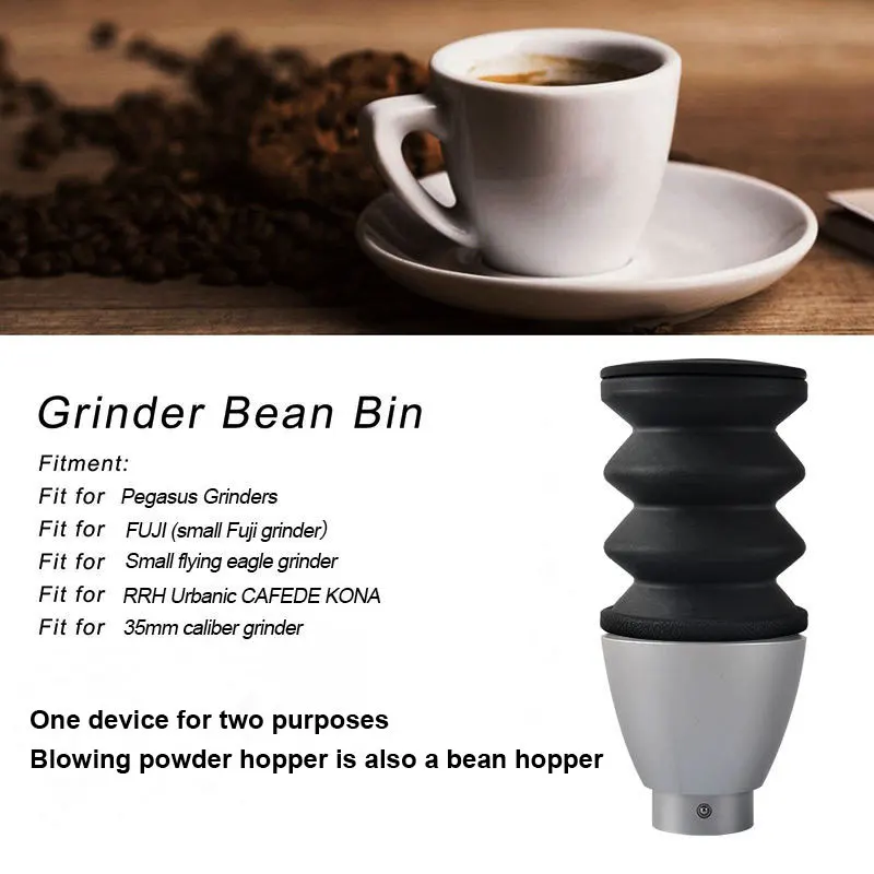 Cafemasy Espresso Grinder Single Dose Hopper 105g Grinder Blowing Bean Bin Aluminium Alloy Coffee Grinder Hopper Blower