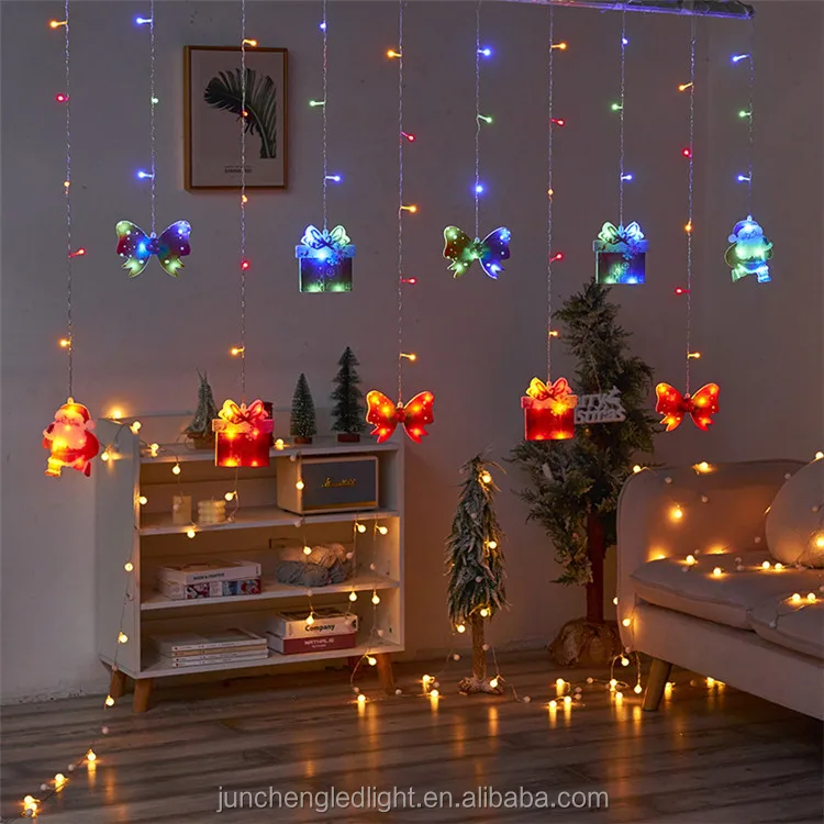 Star Christmas Gloves Curtain Led String Christmas Icicle Garland Fairy Light for Xmas Party Halloween Festival Decor