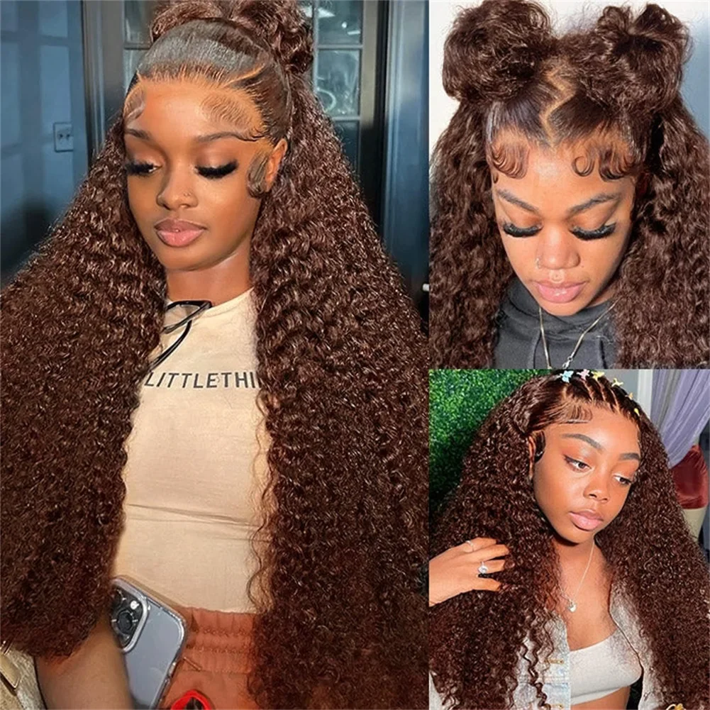 Parrucca di capelli umani con onde profonde color cioccolato, 30 pollici, parrucche frontali in pizzo trasparente per le donne_voghion.com