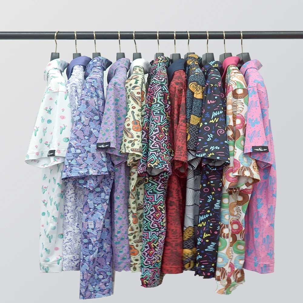 Design Polyester Spandex Custom Embroidery logo Quick Dry Slim Fit Floral Print Golf Wear Color Combination Sports Polo Shirt