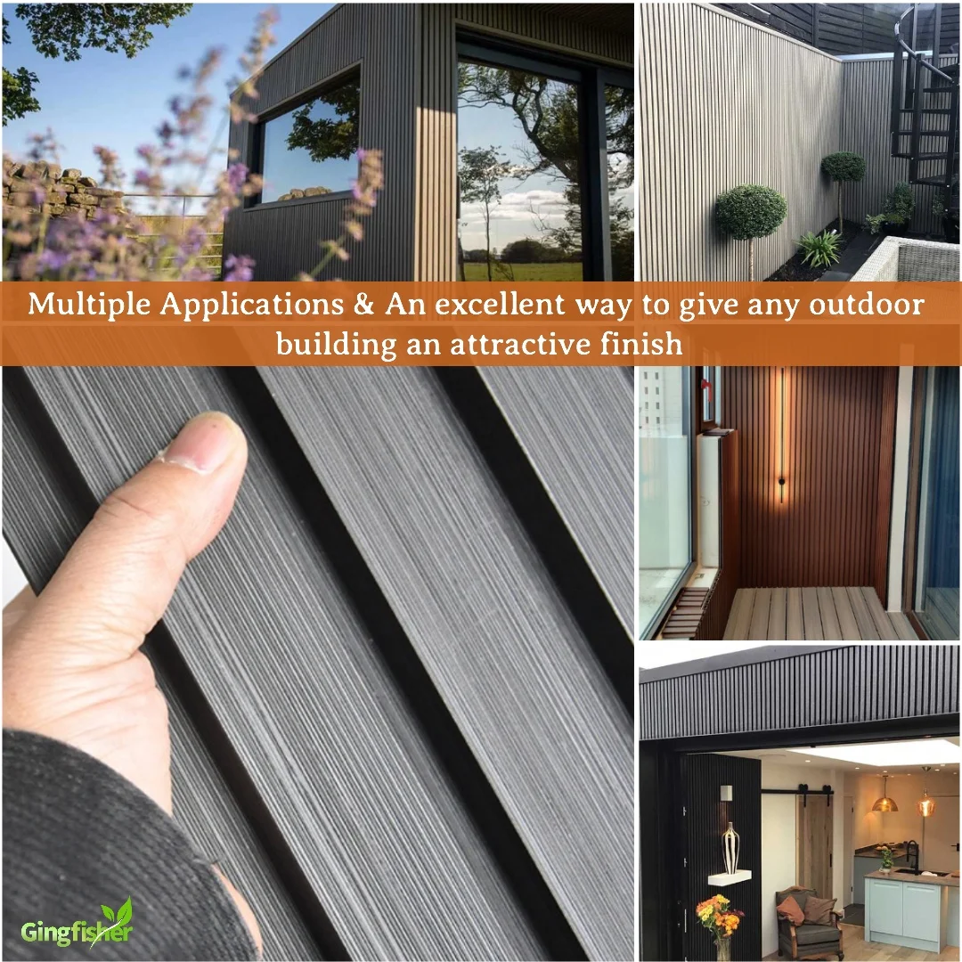 ECO Slat WPC Wall Cladding Panel Waterproof Exterior Deco Ideas with Fluted Wall Louver Design for Outdoor Use