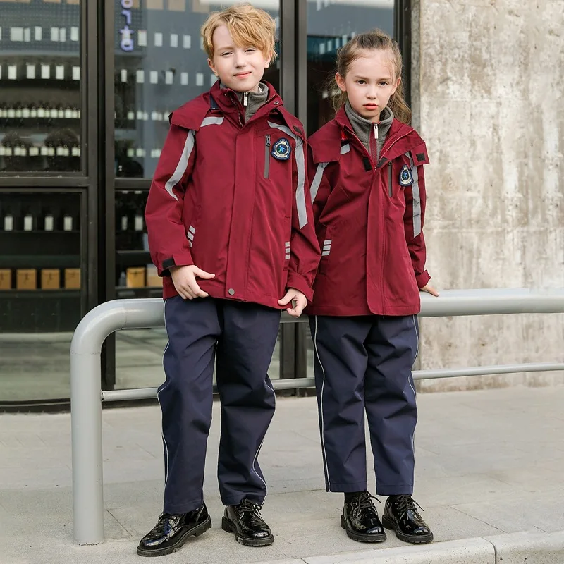 School Uniform Children Teens Outdoor Jacket Unisex Long Sleeve Winter Coat  Jacket With Zipper