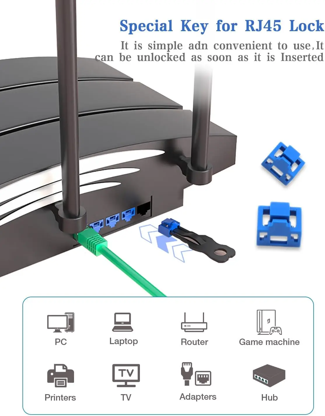 Port Locks Switch Router Secure Your Network with RJ45 Port Locks - 24pcs Bag