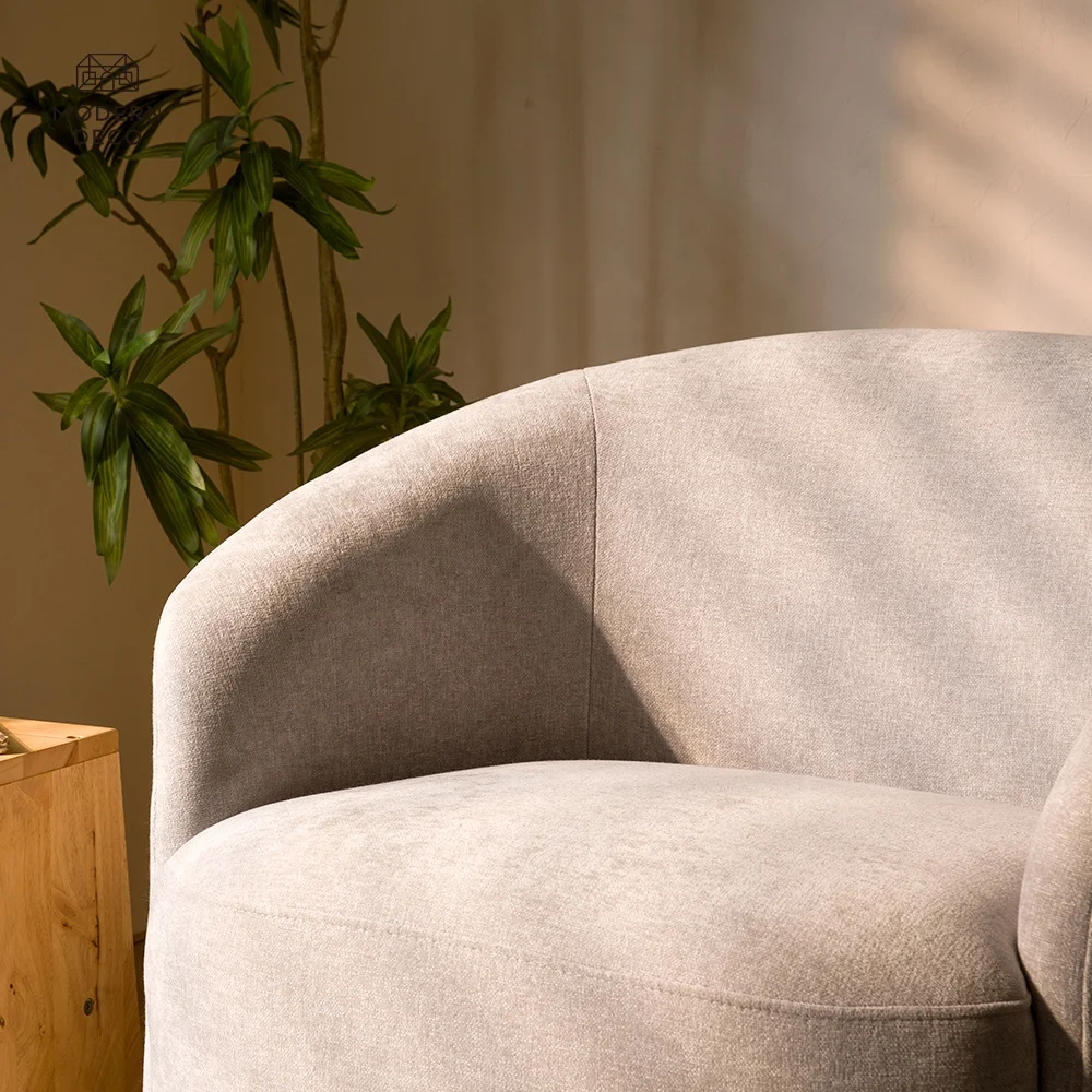 Novi moderne dizajn vrtljivi stolica za dnevnu sobu, krivoliniarni 1 sjedalni tkaninski sofa stolica jedan zaokruženi šešir