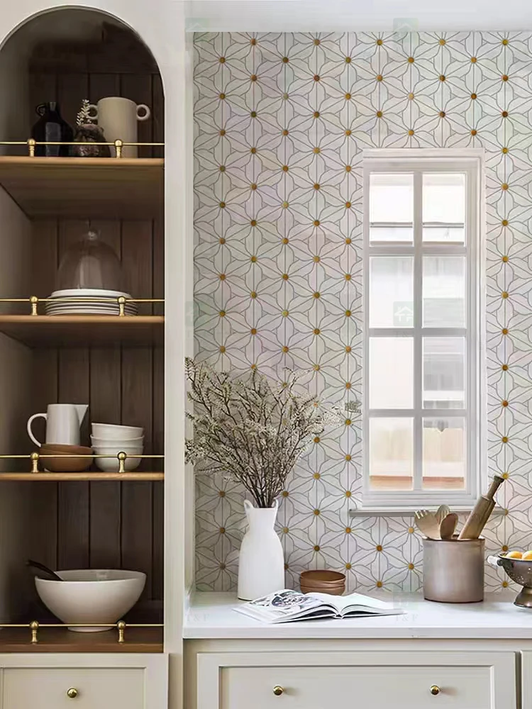 Waterjet Flower Pattern Marble Mosaic Tile for Kitchen Backsplash ...