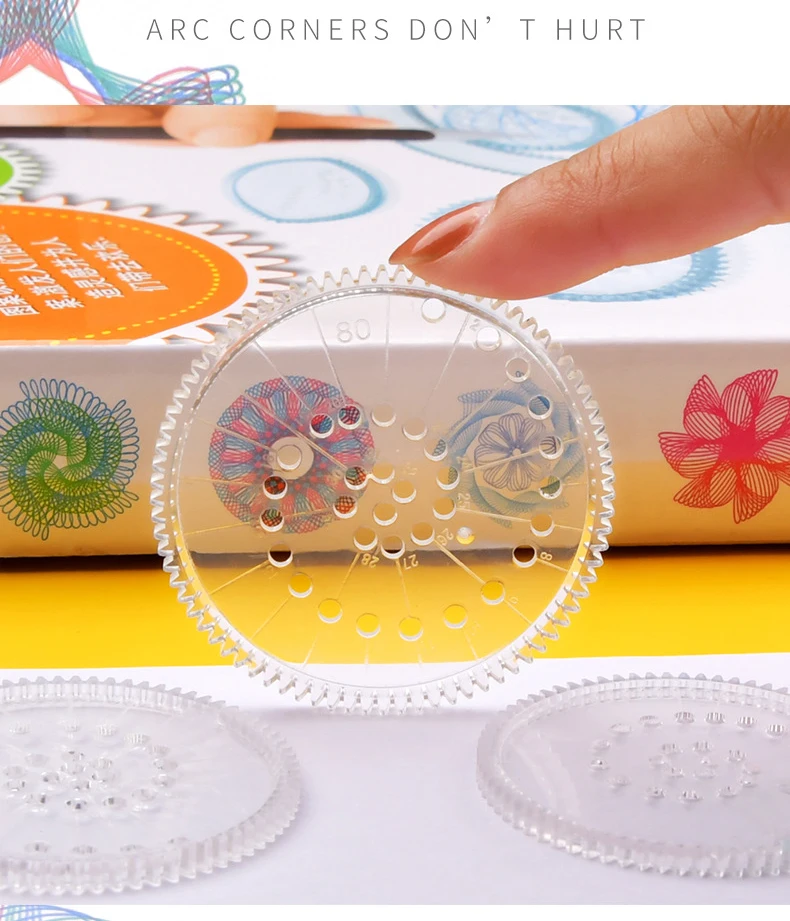 1Set Spirographs Drawing Toy Set Interlocking Gears Wheels Painting Drawing  Accessories Creative Educational Toys Kids Gifts