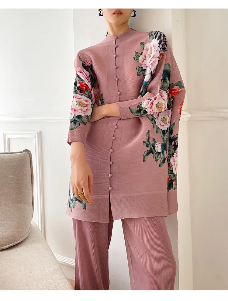SIPO 2023 Summer New Design Muslim Floral Printed Pleated Shirt Women Sets Modest Fashion 2 Piece Co Ord Set Modest Wear