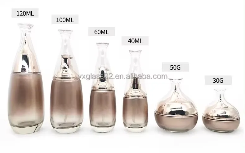 OEM 30g50g40ml60ml100ml120ml cosmetic pump container lotion toner serum cosmetic skincare luxury packaging glass set supplier