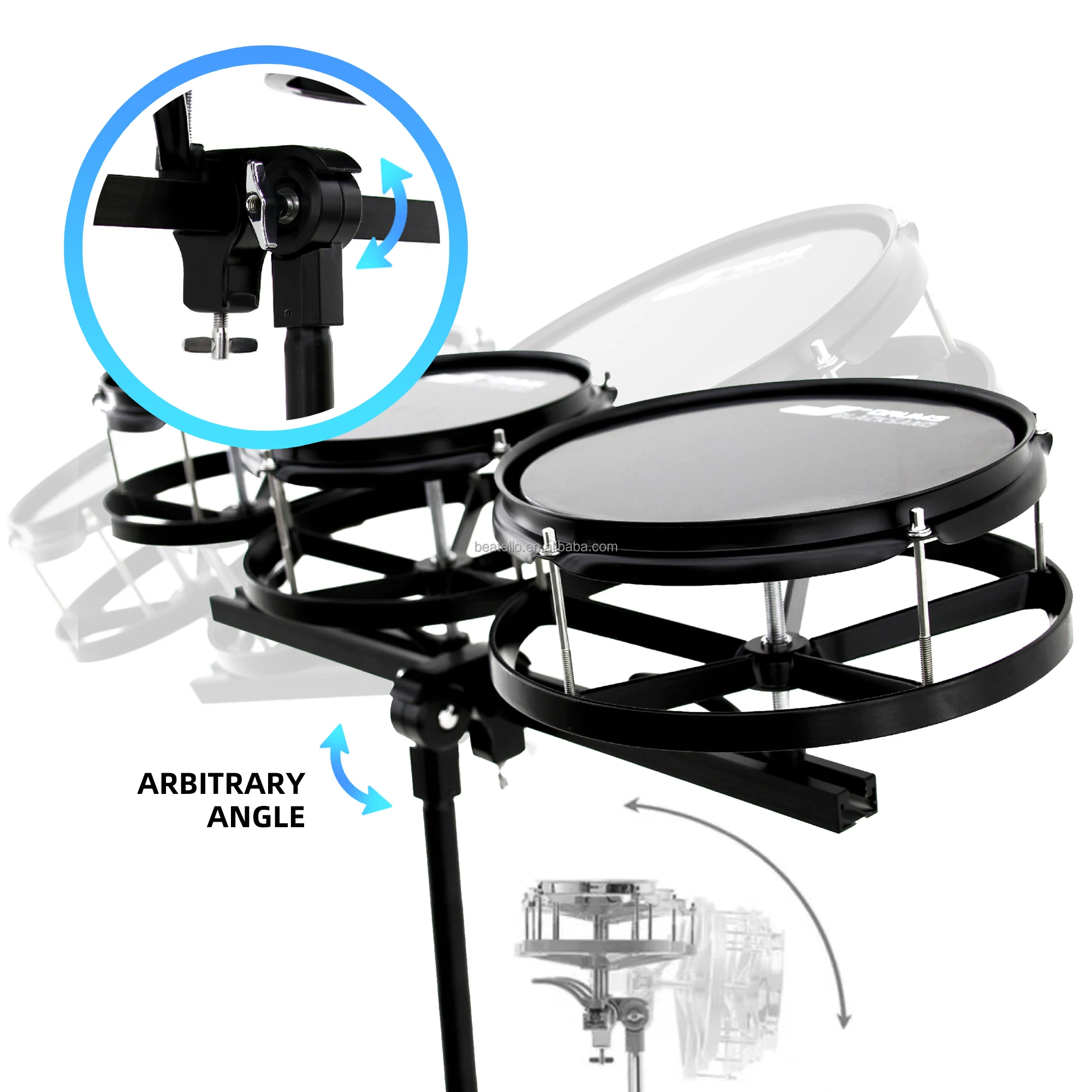 Beatello JBK 3Pc Roto Toms Drum Set - 6'', 8'', 10'' Toms with