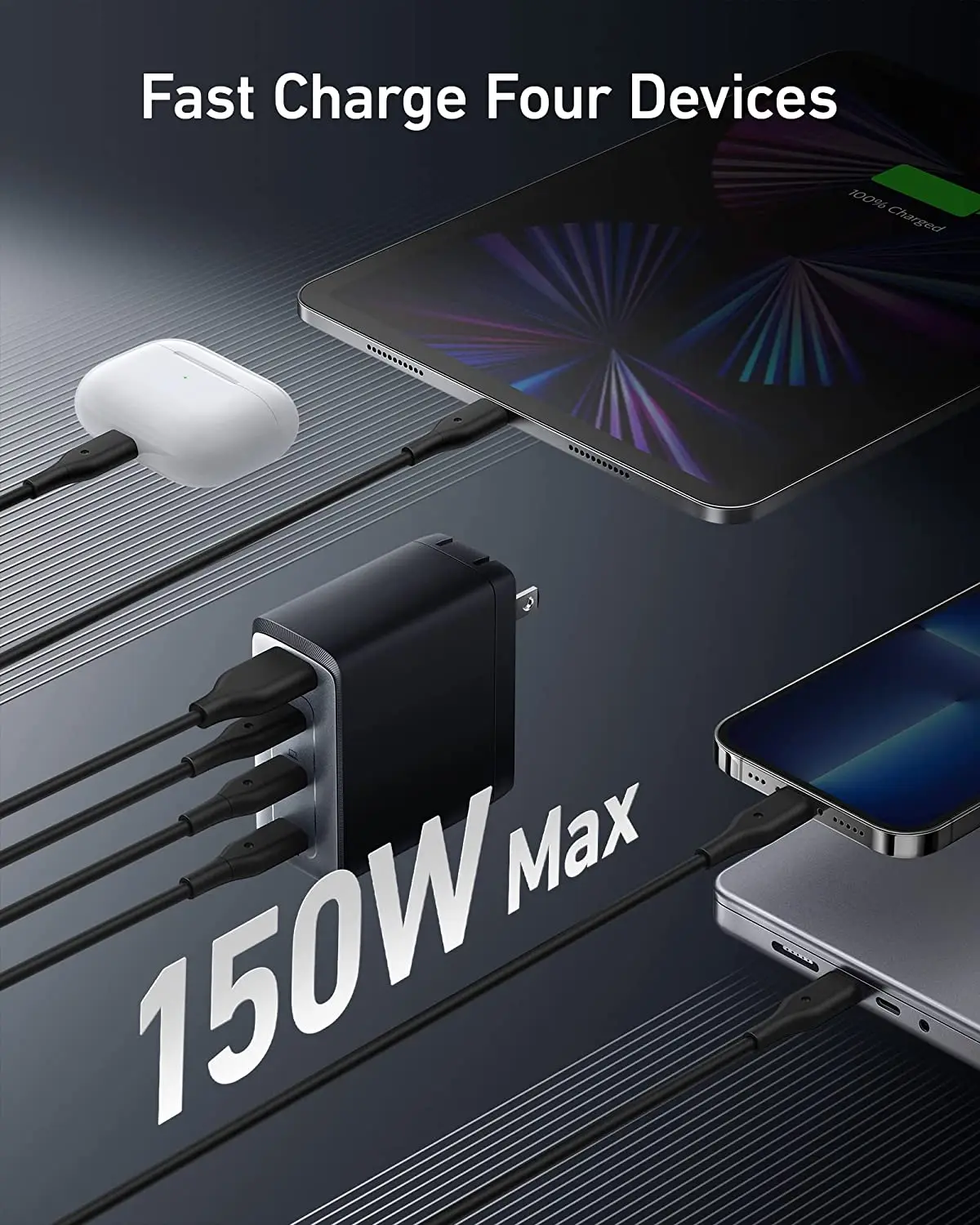 Anker 747 150W USB C Charger - Fast Compact 4-Port GaN Charger for