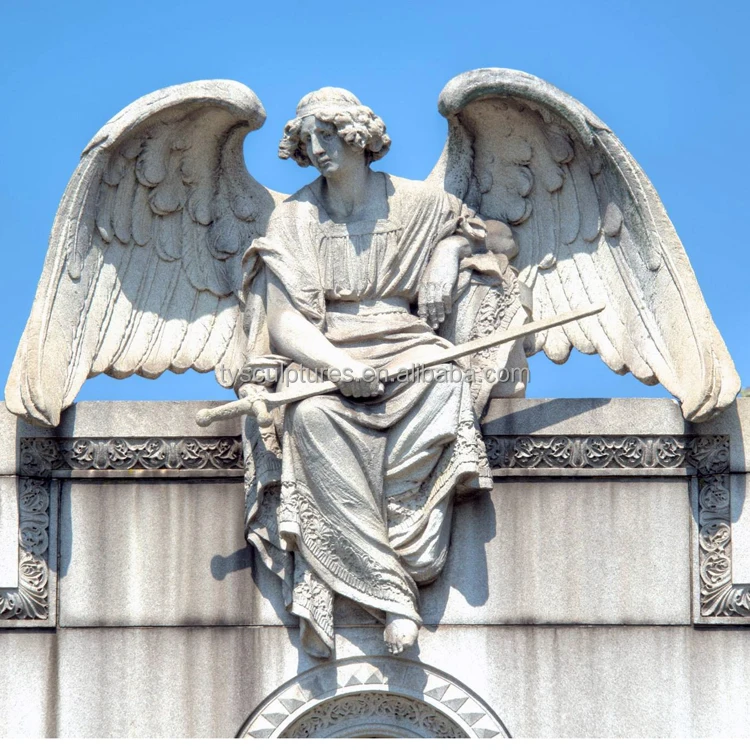 装飾のための翼像等身大男性天使彫刻と人気のモダンな石ヌード男天使