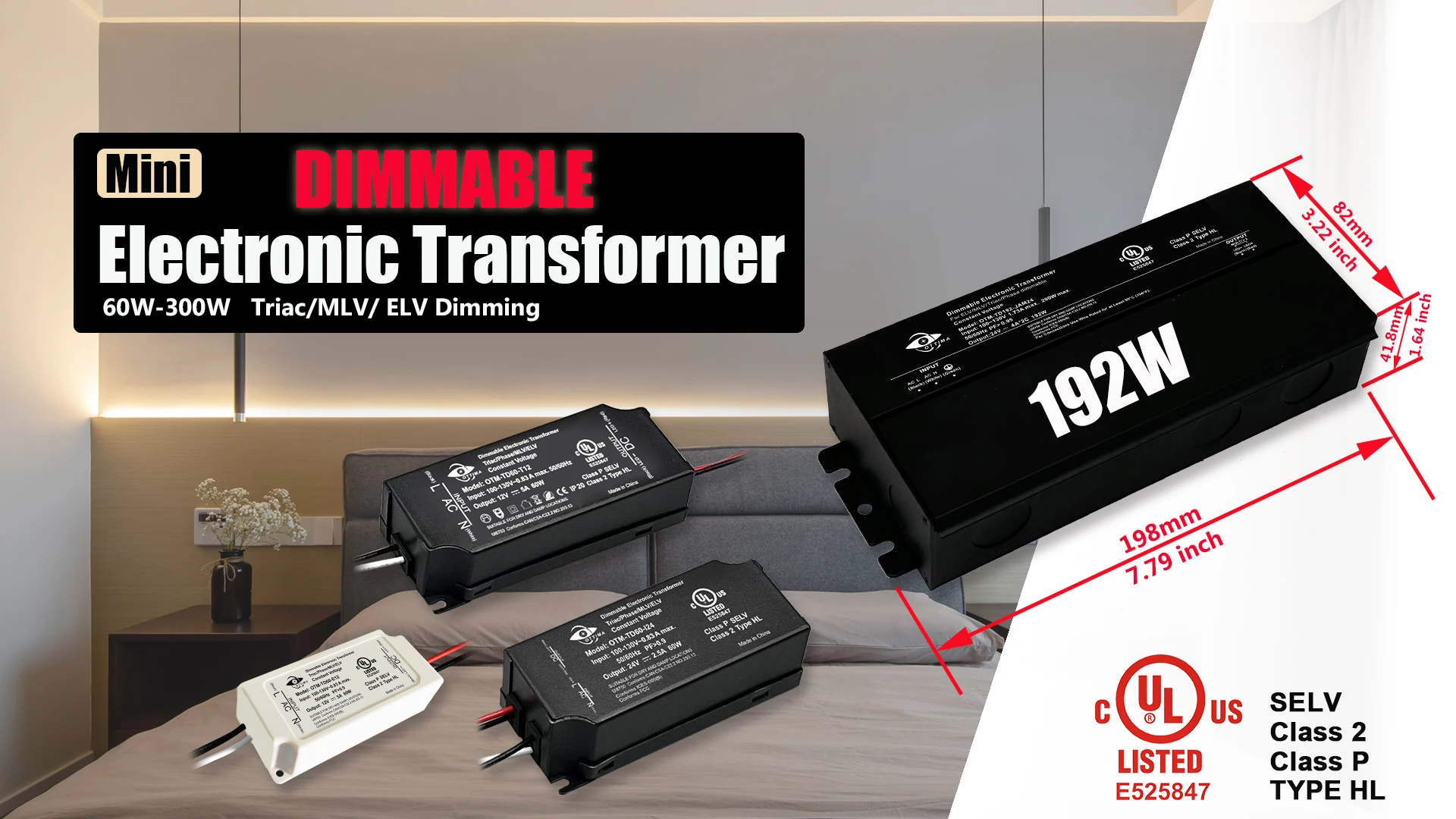 UL LED Transformer AC 100-130V to DC 12V 24V LED Lighting Driver 60W 96W for LED Strip