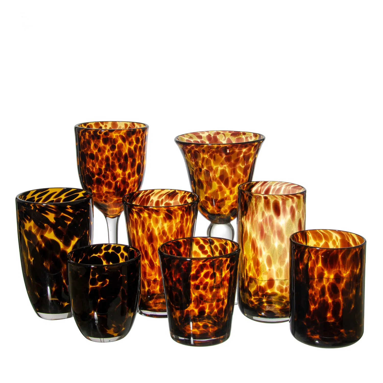 Samyo Hand Blown Modern Leopard Colored Empty Glass Tumbler Candle Holder Jars for Candles