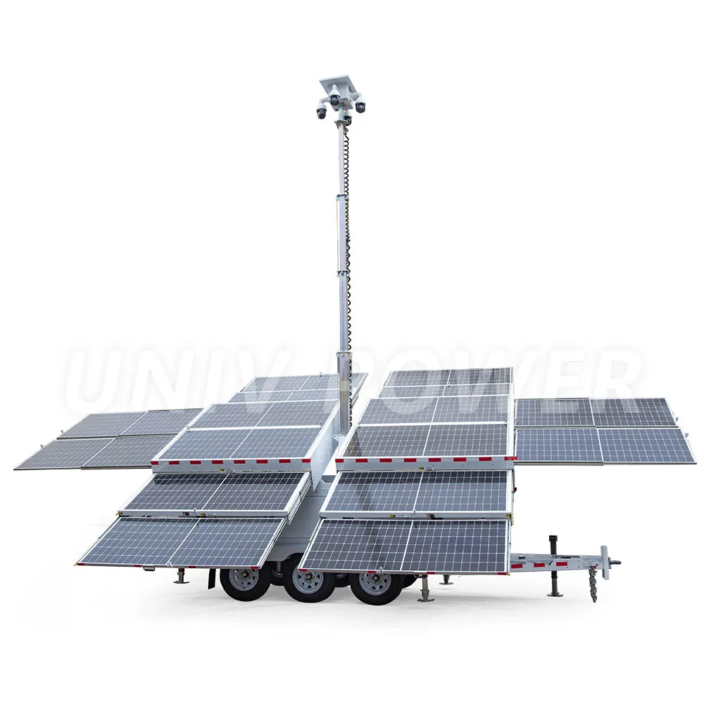 Solar Mobile Energy Storage Trailer with CCTV Camera Backup Power Solar Energy System