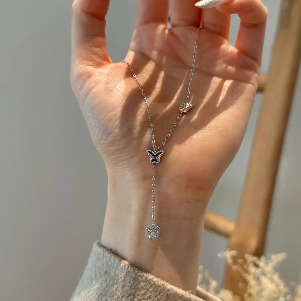 KAKODIY new 925 sterling silver jewelry gold-plated tassel butterfly forest necklace for women detail 10
