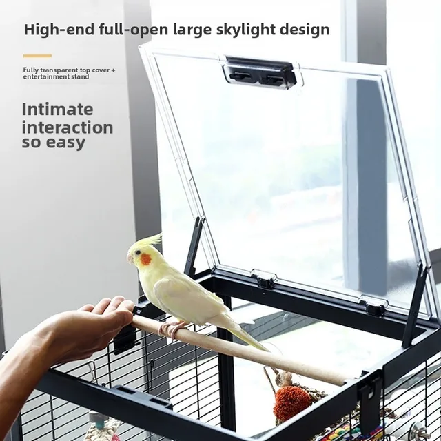 Dayang B4001 High Transparent Panoramic Metal Bird Cage Ornamental Tiger Skin Peony Xuan Feng Button Closure for Cats and Dogs