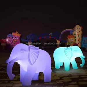 Illuminated Elephant Decoration Large LED Lights RGB Illuminated Lighting Plastic Body White for Villa Room Decor